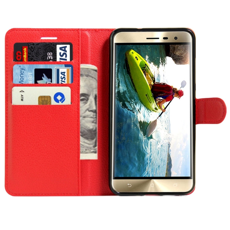 For ASUS ZenFone 3 / ZE552KL Litchi Texture Horizontal Flip Leather Case with Magnetic Buckle & Holder & Card Slots & Wallet