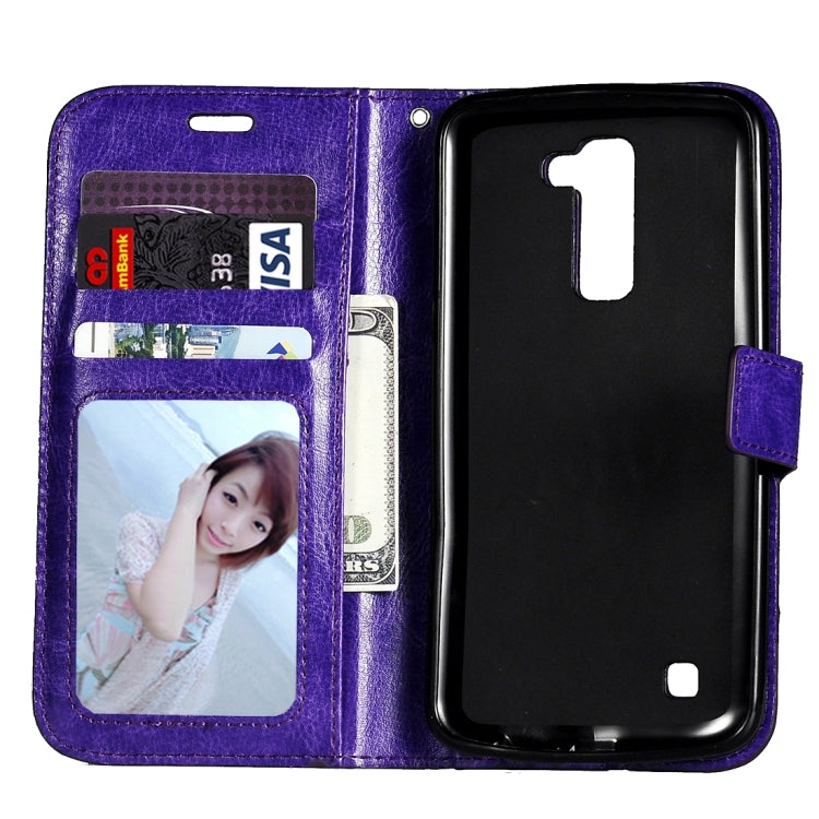 For LG K10 Crazy Horse Texture Horizontal Flip Leather Case with Magnetic Buckle & Holder & Card Slots & Wallet & Photo Frame