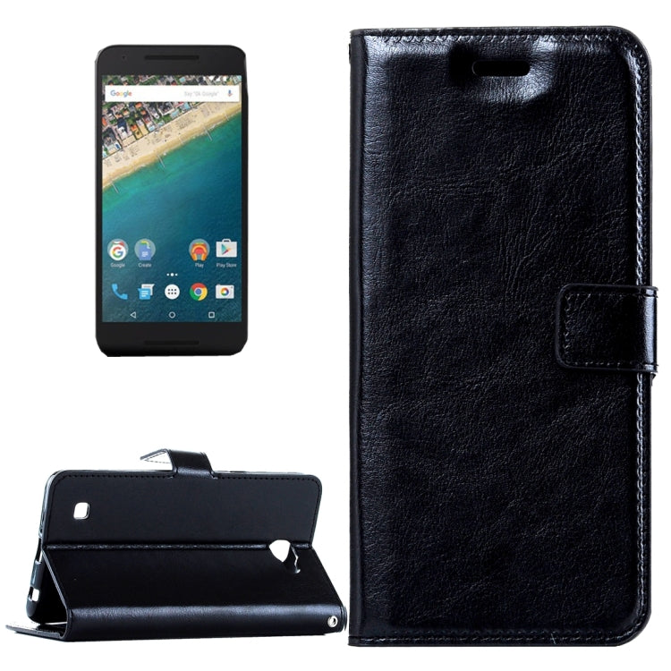 For Google Nexus 5X Crazy Horse Texture Horizontal Flip Leather Case with Magnetic Buckle & Holder & Card Slots & Wallet & Photo Frame