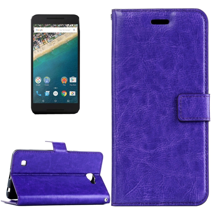 For Google Nexus 5X Crazy Horse Texture Horizontal Flip Leather Case with Magnetic Buckle & Holder & Card Slots & Wallet & Photo Frame