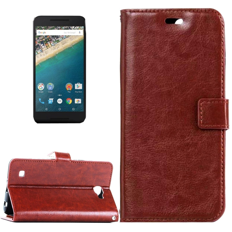 For Google Nexus 5X Crazy Horse Texture Horizontal Flip Leather Case with Magnetic Buckle & Holder & Card Slots & Wallet & Photo Frame