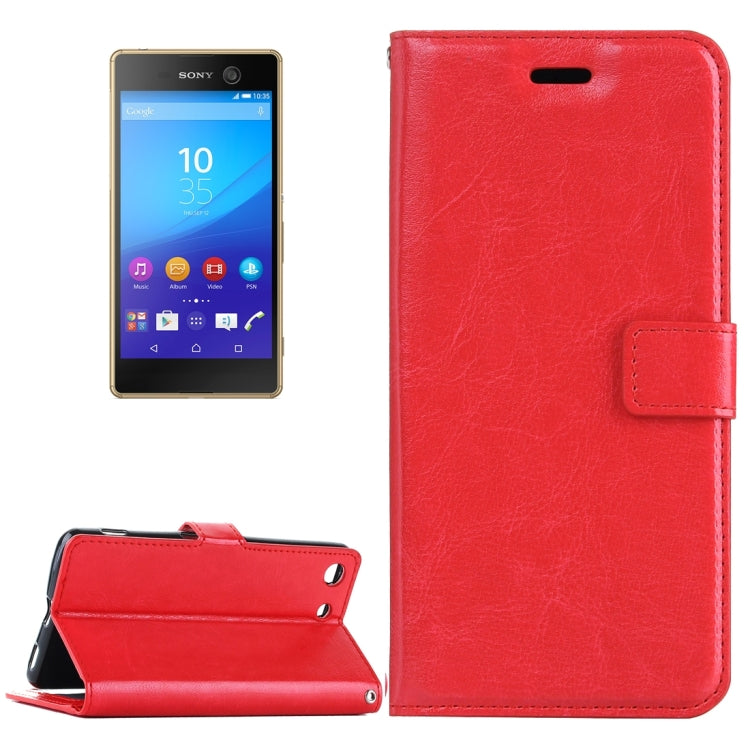 For Sony Xperia M5 Crazy Horse Texture Horizontal Flip Leather Case with Magnetic Buckle & Holder & Card Slots & Wallet & Photo Frame