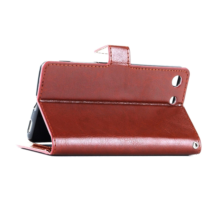 For Sony Xperia M5 Crazy Horse Texture Horizontal Flip Leather Case with Magnetic Buckle & Holder & Card Slots & Wallet & Photo Frame