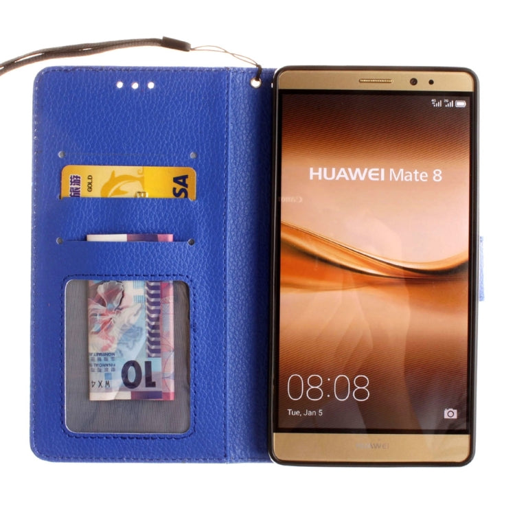 For Huawei  Mate 8 Litchi Texture Horizontal Flip Leather Case with Magnetic Buckle & Holder & Card Slots & Wallet & Photo Frame & Lanyard