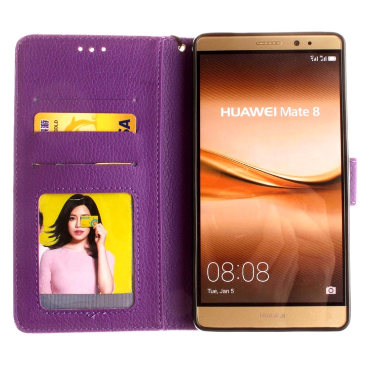 For Huawei  Mate 8 Litchi Texture Horizontal Flip Leather Case with Magnetic Buckle & Holder & Card Slots & Wallet & Photo Frame & Lanyard