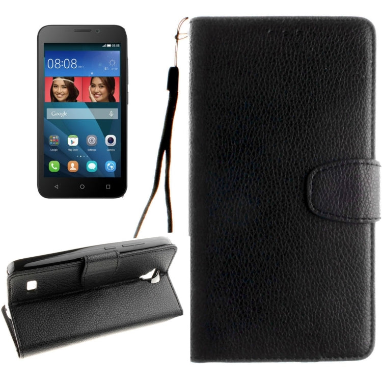 For Huawei  Y5 / Y560 Litchi Texture Horizontal Flip Leather Case with Magnetic Buckle & Holder & Card Slots & Wallet & Photo Frame & Lanyard