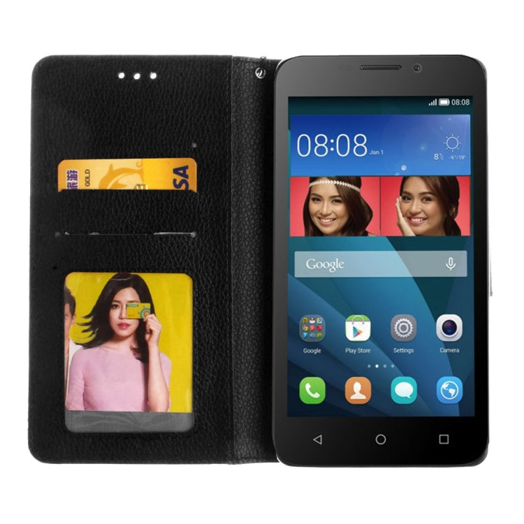 For Huawei  Y5 / Y560 Litchi Texture Horizontal Flip Leather Case with Magnetic Buckle & Holder & Card Slots & Wallet & Photo Frame & Lanyard
