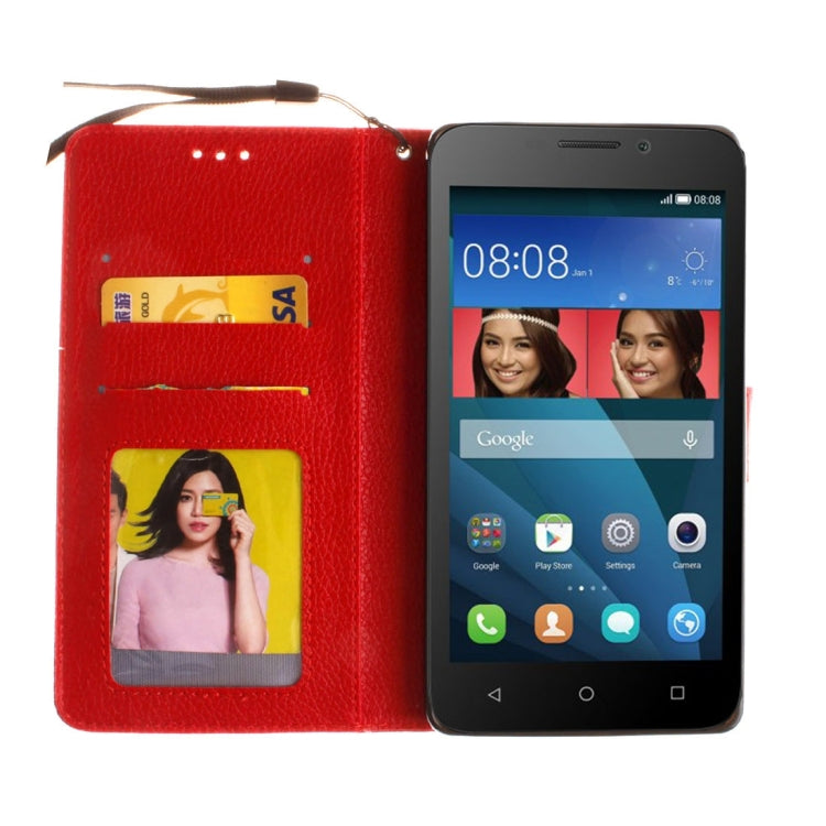 For Huawei  Y5 / Y560 Litchi Texture Horizontal Flip Leather Case with Magnetic Buckle & Holder & Card Slots & Wallet & Photo Frame & Lanyard