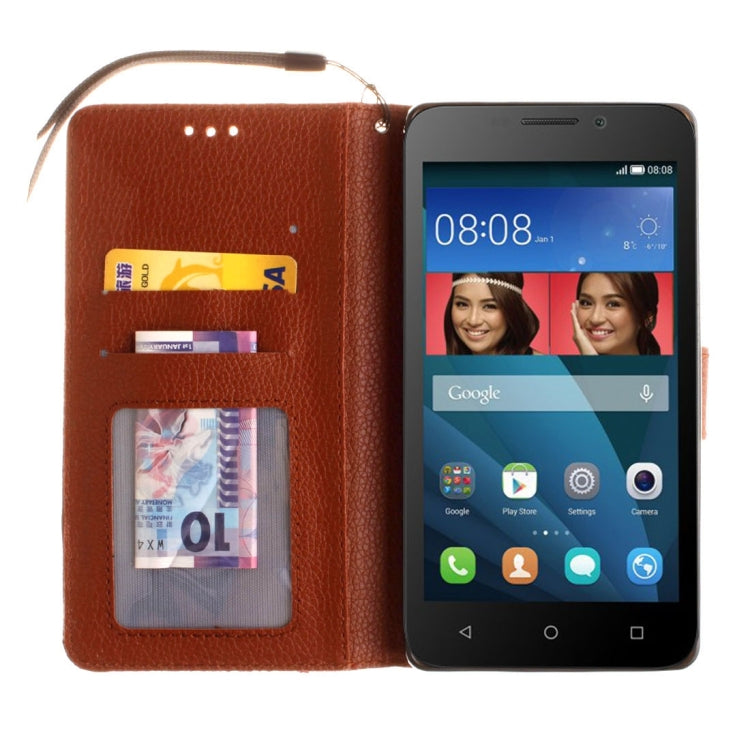 For Huawei  Y5 / Y560 Litchi Texture Horizontal Flip Leather Case with Magnetic Buckle & Holder & Card Slots & Wallet & Photo Frame & Lanyard