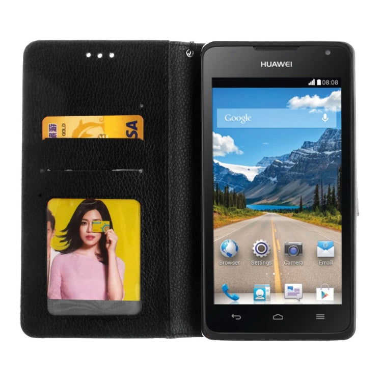 For Huawei  Ascend Y530 Litchi Texture Horizontal Flip Leather Case with Magnetic Buckle & Holder & Card Slots & Wallet & Photo Frame & Lanyard