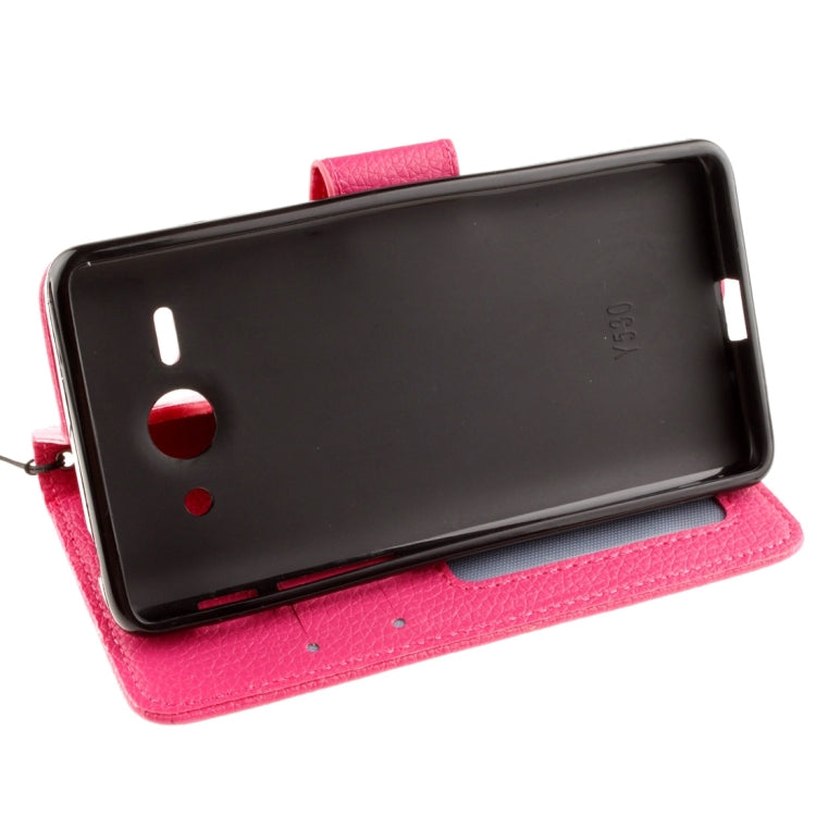 For Huawei  Ascend Y530 Litchi Texture Horizontal Flip Leather Case with Magnetic Buckle & Holder & Card Slots & Wallet & Photo Frame & Lanyard