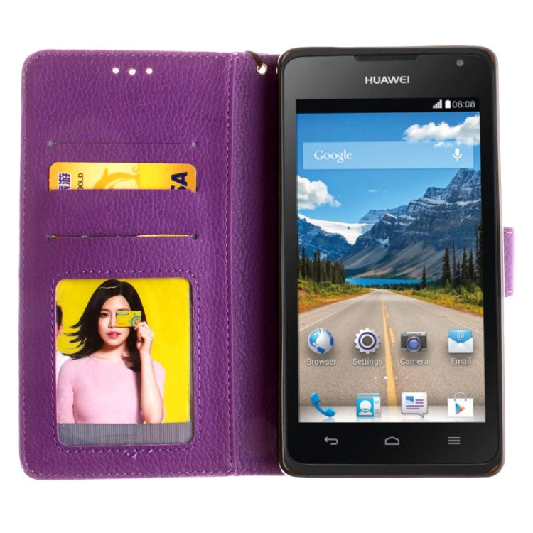 For Huawei  Ascend Y530 Litchi Texture Horizontal Flip Leather Case with Magnetic Buckle & Holder & Card Slots & Wallet & Photo Frame & Lanyard