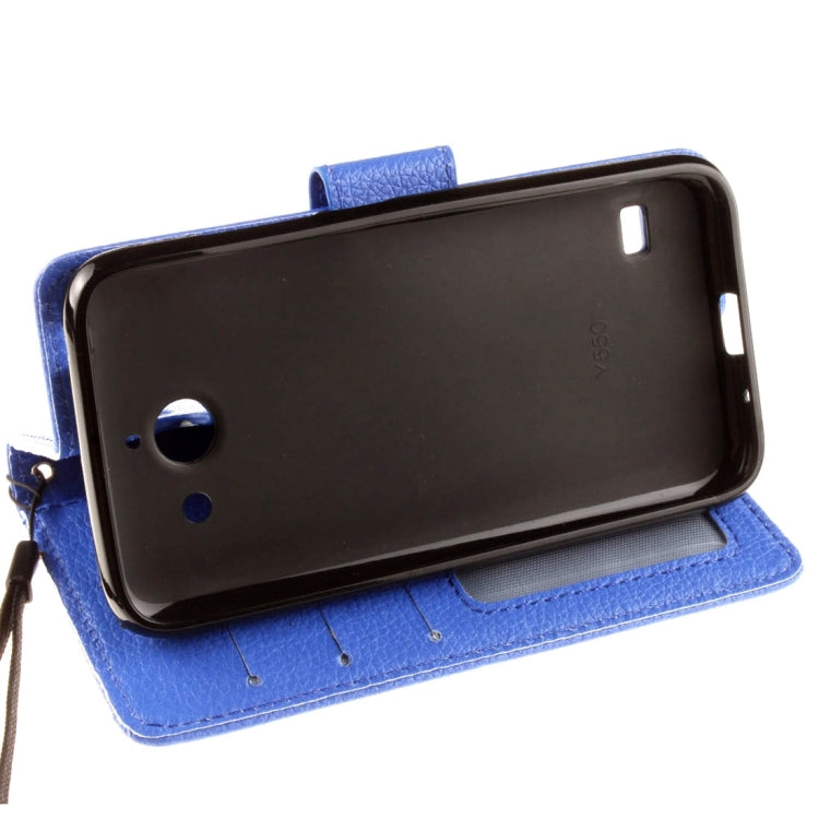 For Huawei  Ascend Y550 Litchi Texture Horizontal Flip Leather Case with Magnetic Buckle & Holder & Card Slots & Wallet & Photo Frame & Lanyard