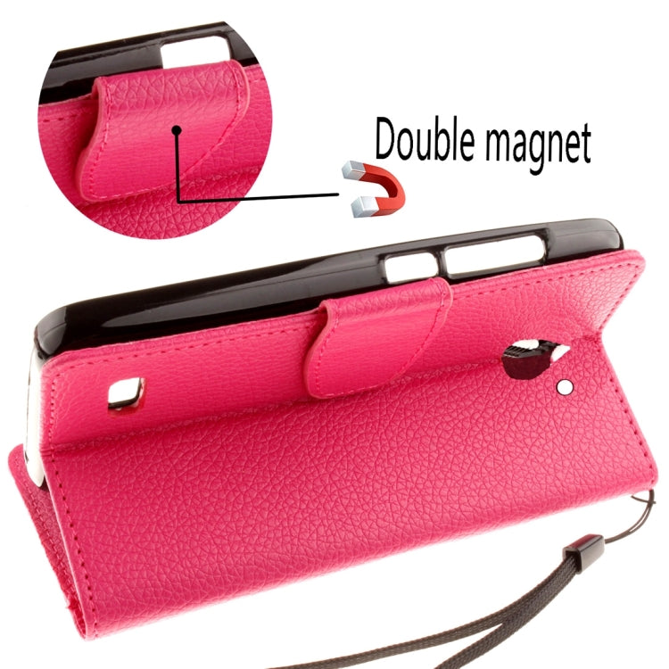 For Huawei  Ascend Y550 Litchi Texture Horizontal Flip Leather Case with Magnetic Buckle & Holder & Card Slots & Wallet & Photo Frame & Lanyard
