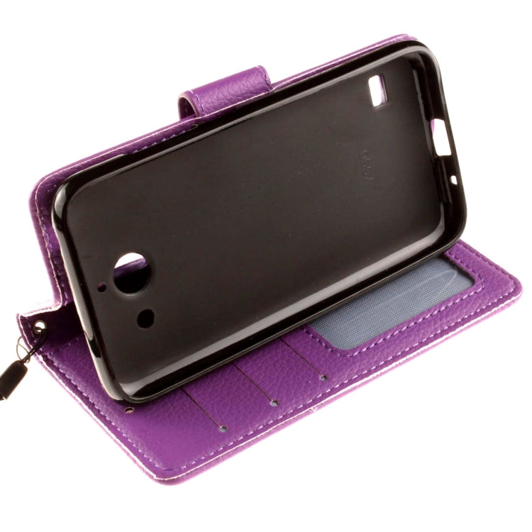 For Huawei  Ascend Y550 Litchi Texture Horizontal Flip Leather Case with Magnetic Buckle & Holder & Card Slots & Wallet & Photo Frame & Lanyard