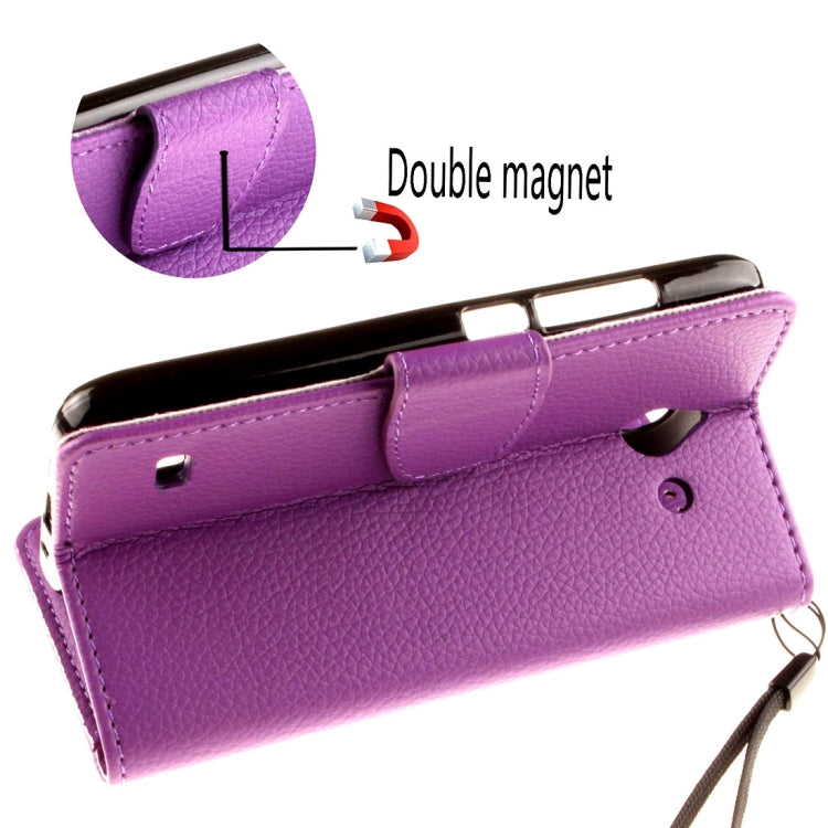 For Huawei  Ascend Y550 Litchi Texture Horizontal Flip Leather Case with Magnetic Buckle & Holder & Card Slots & Wallet & Photo Frame & Lanyard