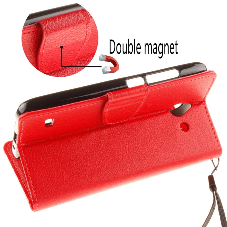 For Huawei  Ascend Y550 Litchi Texture Horizontal Flip Leather Case with Magnetic Buckle & Holder & Card Slots & Wallet & Photo Frame & Lanyard