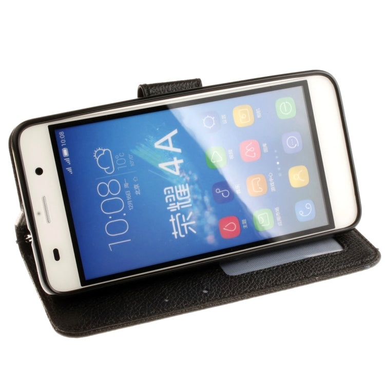 For Huawei  Honor 4A & Y6 Litchi Texture Horizontal Flip Leather Case with Magnetic Buckle & Holder & Card Slots & Wallet & Photo Frame & Lanyard