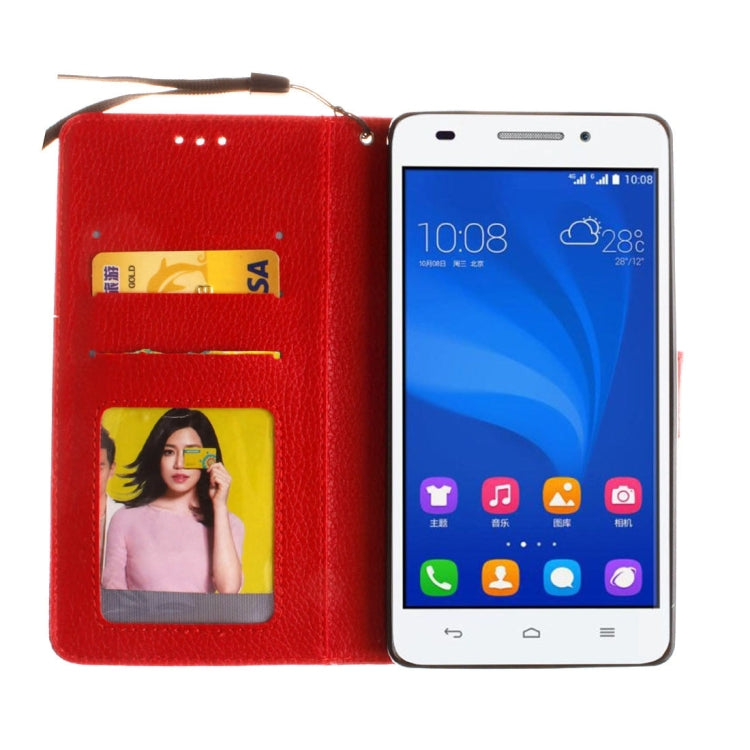 For Huawei  Honor 4A & Y6 Litchi Texture Horizontal Flip Leather Case with Magnetic Buckle & Holder & Card Slots & Wallet & Photo Frame & Lanyard