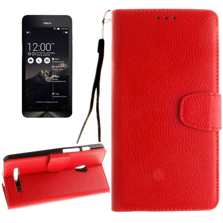 For ASUS ZenFone 5 Litchi Texture Horizontal Flip Leather Case with Magnetic Buckle & Holder & Card Slots & Wallet & Photo Frame & Lanyard