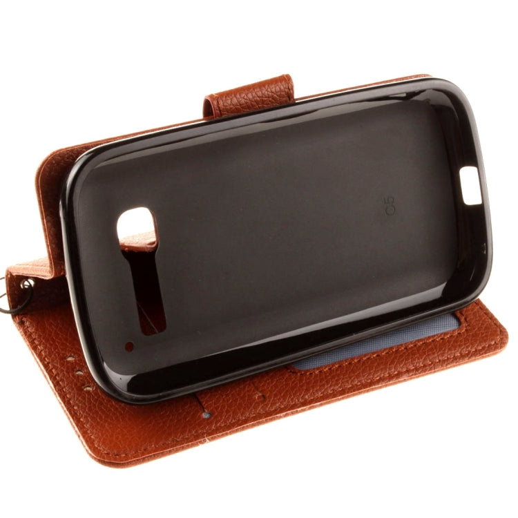 For Alcatel One Touch Pop C5 Litchi Texture Horizontal Flip Leather Case with Magnetic Buckle & Holder & Card Slots & Wallet & Photo Frame & Lanyard