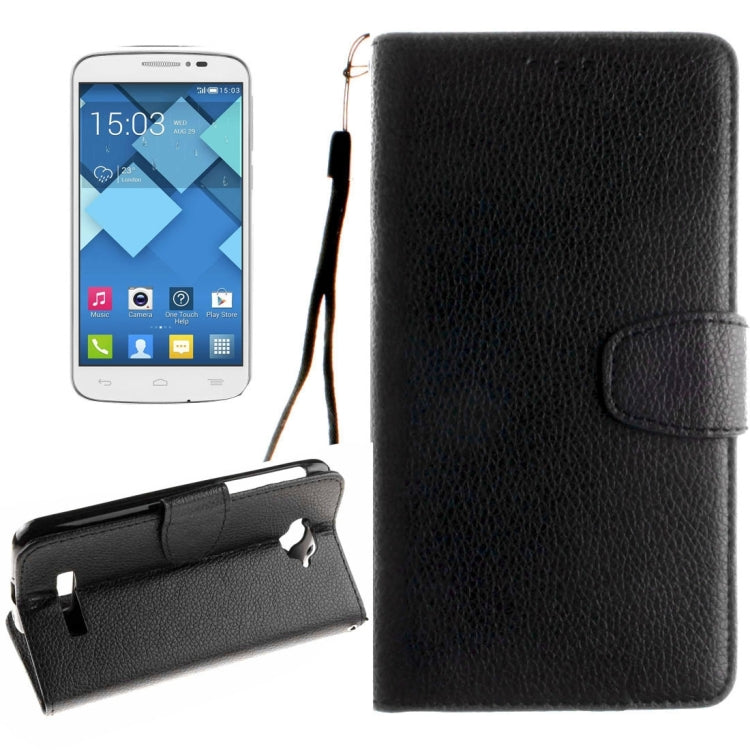 For Alcatel One Touch Pop C7 Litchi Texture Horizontal Flip Leather Case with Magnetic Buckle & Holder & Card Slots & Wallet & Photo Frame & Lanyard