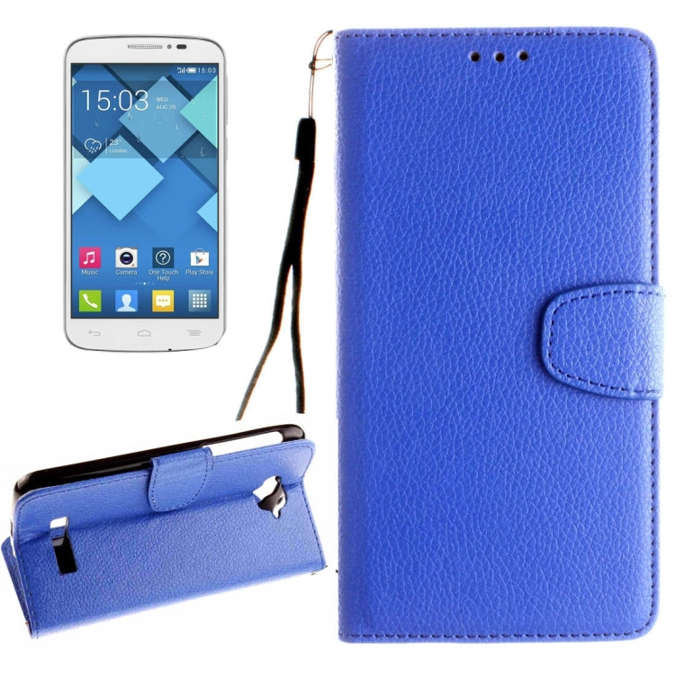 For Alcatel One Touch Pop C7 Litchi Texture Horizontal Flip Leather Case with Magnetic Buckle & Holder & Card Slots & Wallet & Photo Frame & Lanyard