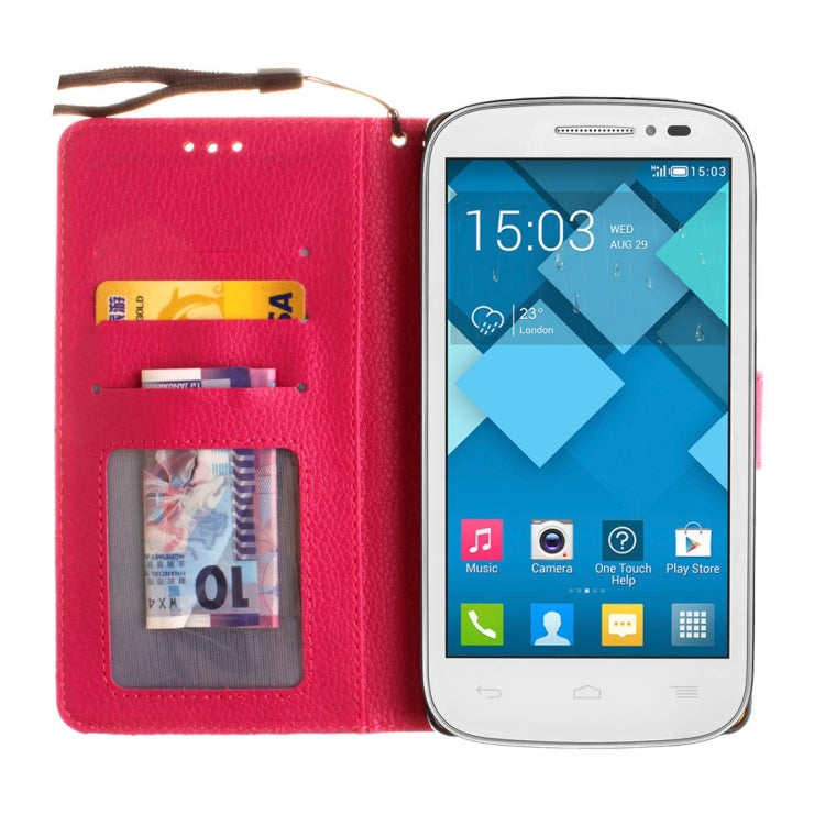 For Alcatel One Touch Pop C7 Litchi Texture Horizontal Flip Leather Case with Magnetic Buckle & Holder & Card Slots & Wallet & Photo Frame & Lanyard