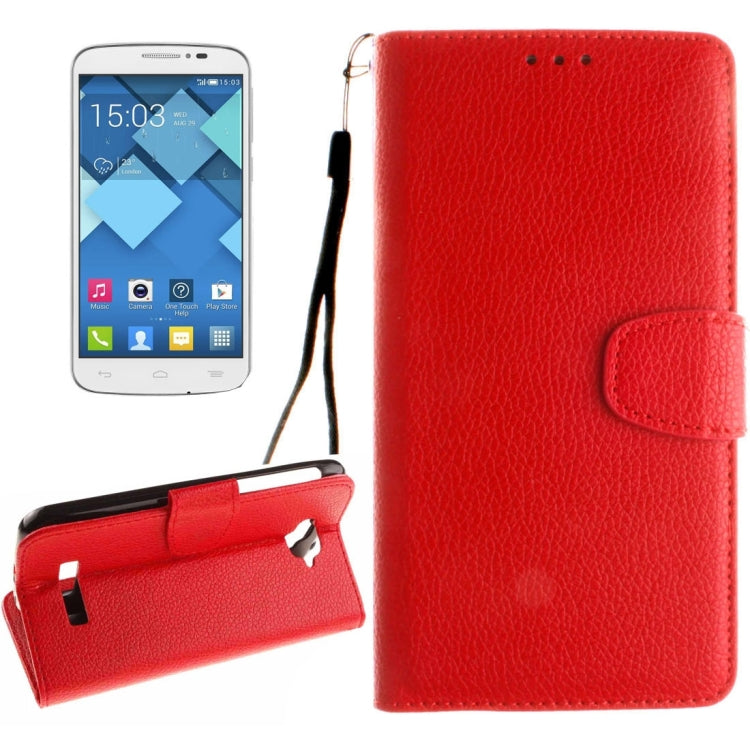 For Alcatel One Touch Pop C7 Litchi Texture Horizontal Flip Leather Case with Magnetic Buckle & Holder & Card Slots & Wallet & Photo Frame & Lanyard
