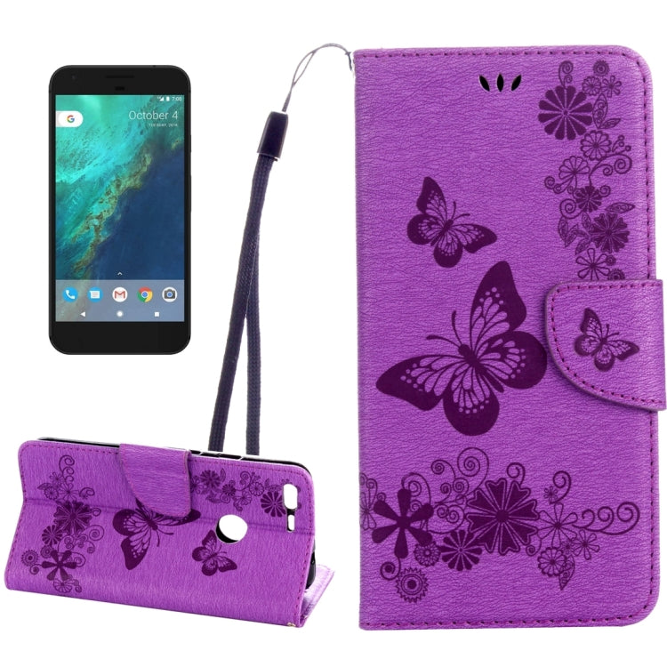 For Google Pixel Butterflies Embossing Horizontal Flip Leather Case with Holder & Card Slots & Wallet & Lanyard