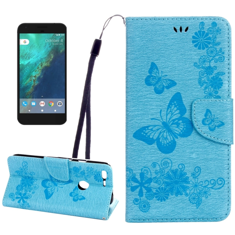 For Google Pixel XL Butterflies Embossing Horizontal Flip Leather Case with Holder & Card Slots & Wallet & Lanyard