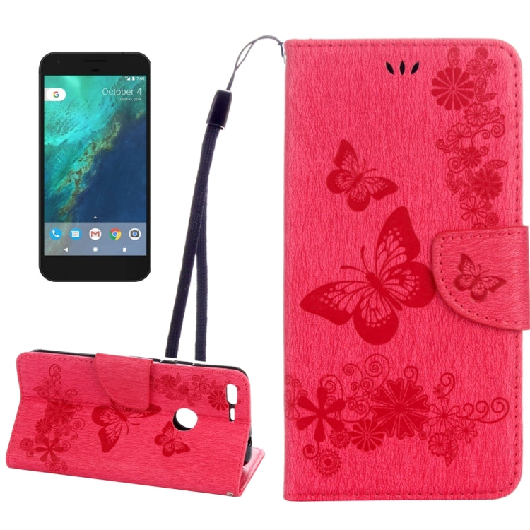 For Google Pixel XL Butterflies Embossing Horizontal Flip Leather Case with Holder & Card Slots & Wallet & Lanyard