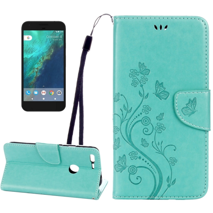 For Google Pixel Butterflies Love Flowers Embossing Horizontal Flip Leather Case with Holder & Card Slots & Wallet & Lanyard