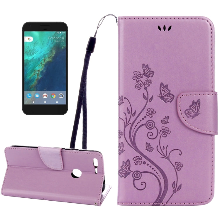 For Google Pixel Butterflies Love Flowers Embossing Horizontal Flip Leather Case with Holder & Card Slots & Wallet & Lanyard