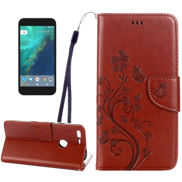 For Google Pixel XL Butterflies Love Flowers Embossing Horizontal Flip Leather Case with Holder & Card Slots & Wallet & Lanyard