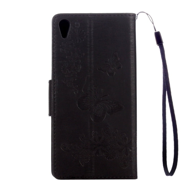 For Sony Xperia XA Ultra Butterflies Embossing Horizontal Flip Leather Case with Holder & Card Slots & Wallet & Lanyard