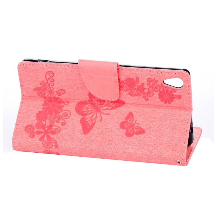 For Sony Xperia XA Ultra Butterflies Embossing Horizontal Flip Leather Case with Holder & Card Slots & Wallet & Lanyard