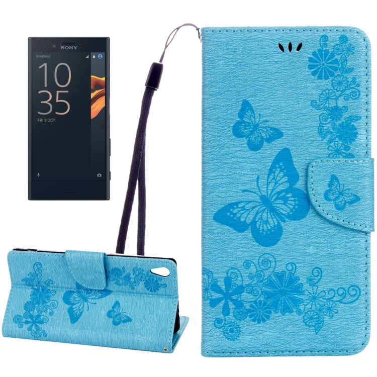 For Sony Xperia XA Ultra Butterflies Embossing Horizontal Flip Leather Case with Holder & Card Slots & Wallet & Lanyard