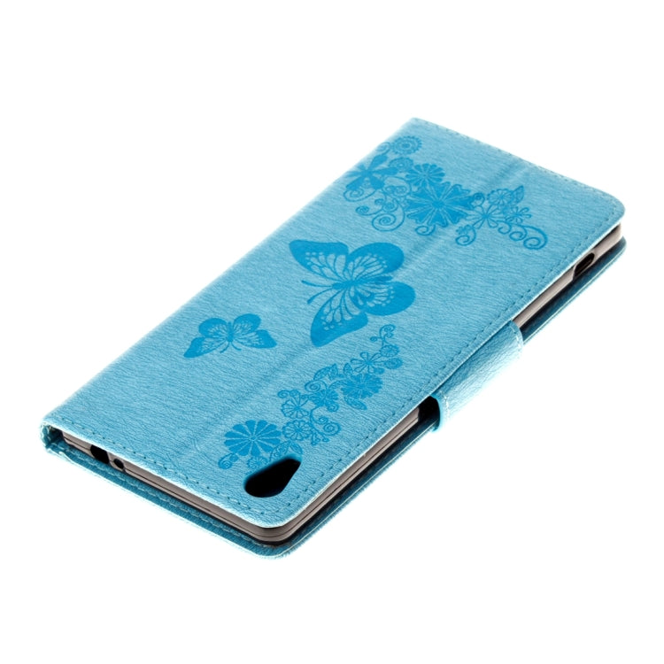 For Sony Xperia XA Ultra Butterflies Embossing Horizontal Flip Leather Case with Holder & Card Slots & Wallet & Lanyard