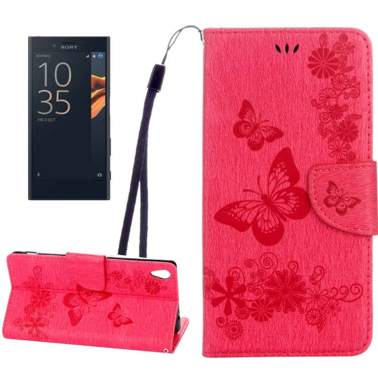 For Sony Xperia XA Ultra Butterflies Embossing Horizontal Flip Leather Case with Holder & Card Slots & Wallet & Lanyard