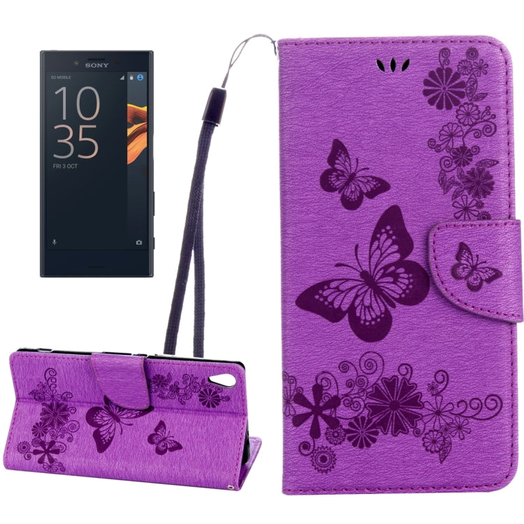 For Sony Xperia XA Ultra Butterflies Embossing Horizontal Flip Leather Case with Holder & Card Slots & Wallet & Lanyard