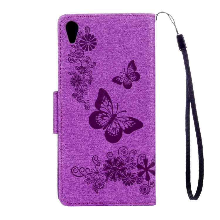 For Sony Xperia XA Ultra Butterflies Embossing Horizontal Flip Leather Case with Holder & Card Slots & Wallet & Lanyard