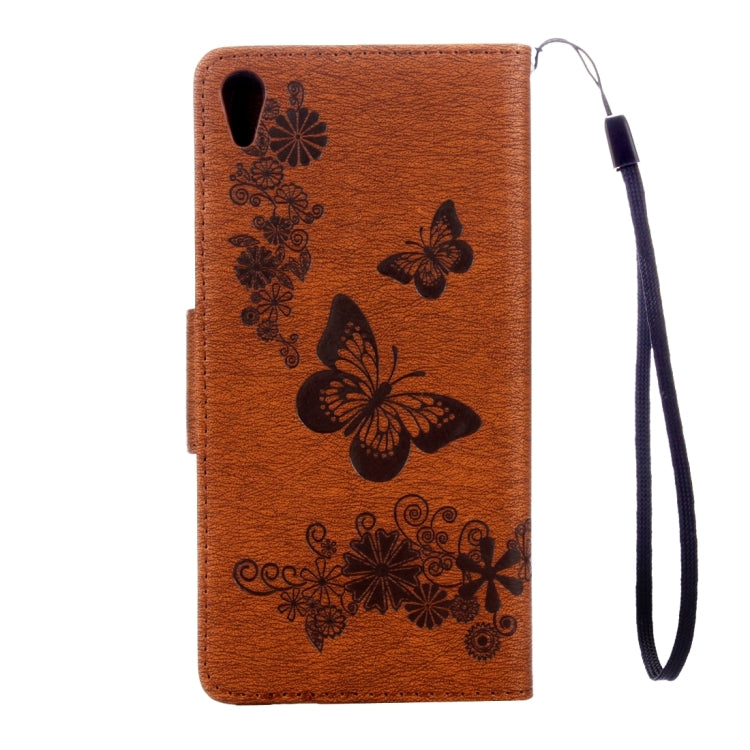For Sony Xperia XA Ultra Butterflies Embossing Horizontal Flip Leather Case with Holder & Card Slots & Wallet & Lanyard