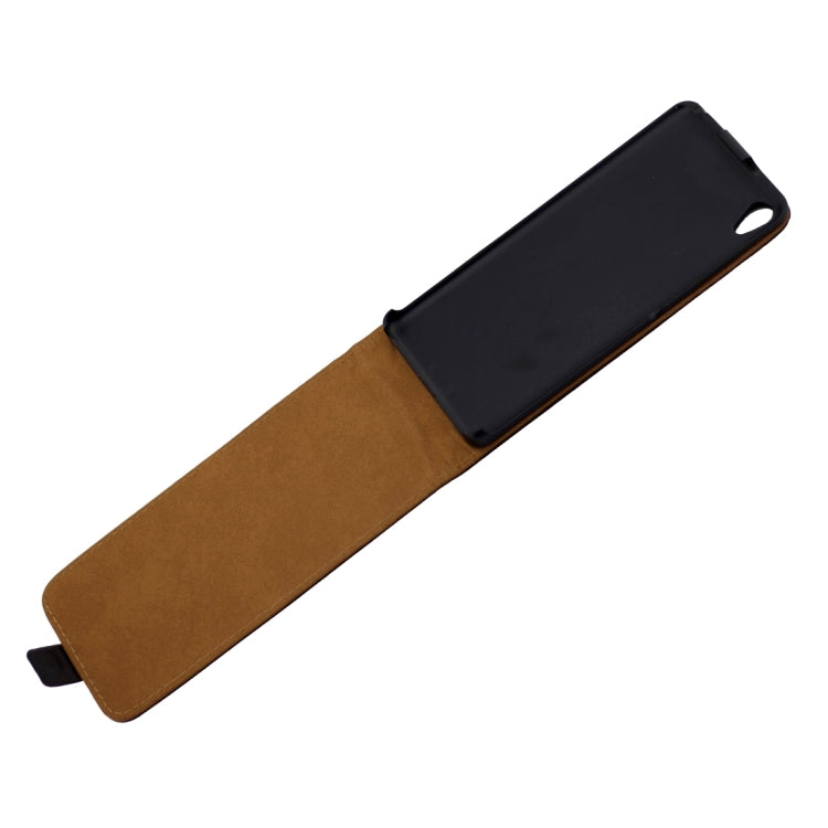 For Sony Xperia E5 Khaki Lining Vertical Flip Leather Case (Black)