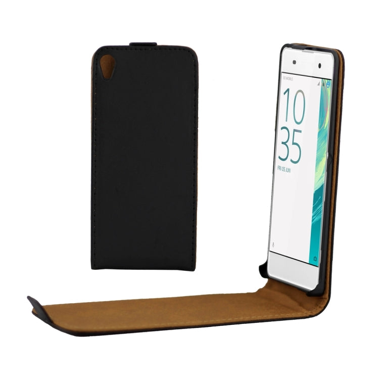 For Sony Xperia XA Khaki Lining Vertical Flip Leather Case (Black)