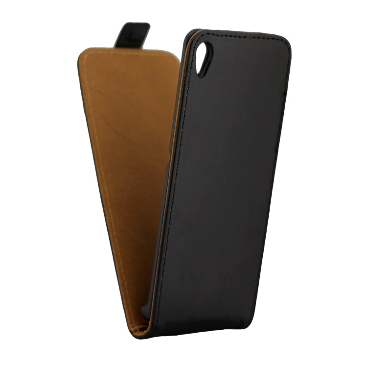 For Sony Xperia XA Khaki Lining Vertical Flip Leather Case (Black)