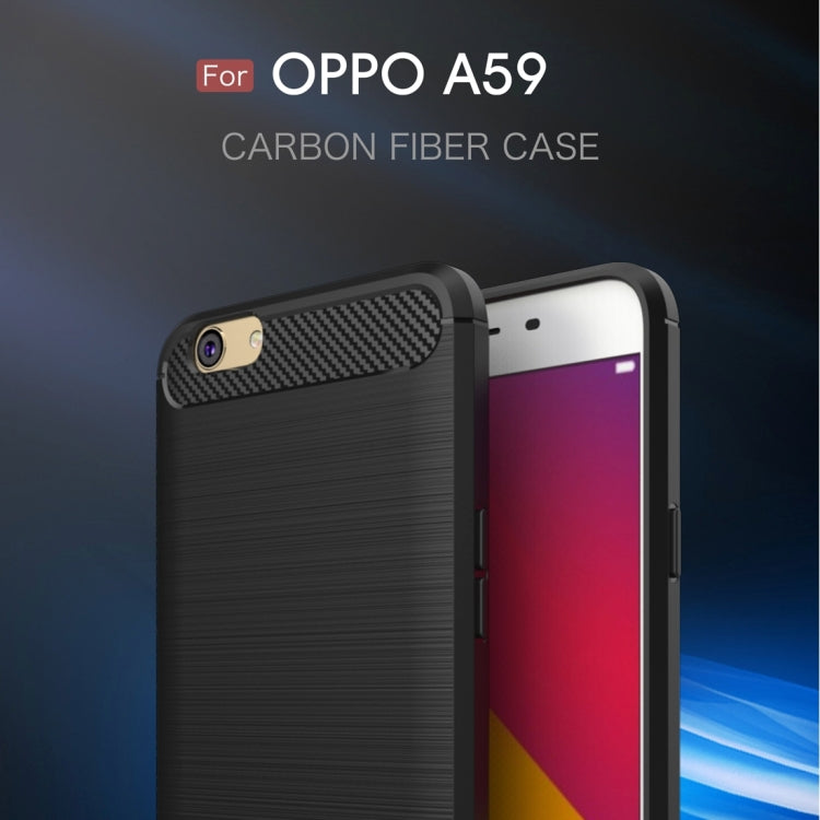 For OPPO A59 Brushed Carbon Fiber Texture Shockproof TPU Protective Cover Case