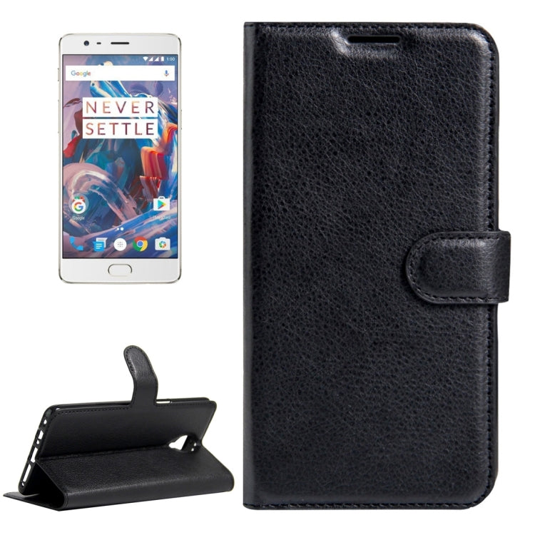 For OnePlus  3 & 3T Litchi Texture Horizontal Flip Leather Case with Magnetic Buckle & Holder & Card Slots & Wallet