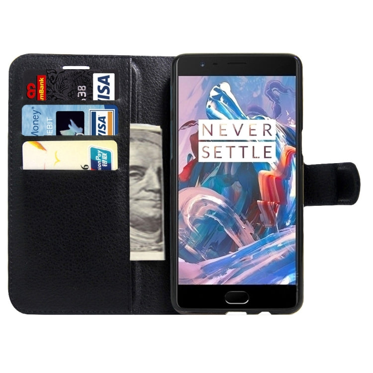 For OnePlus  3 & 3T Litchi Texture Horizontal Flip Leather Case with Magnetic Buckle & Holder & Card Slots & Wallet