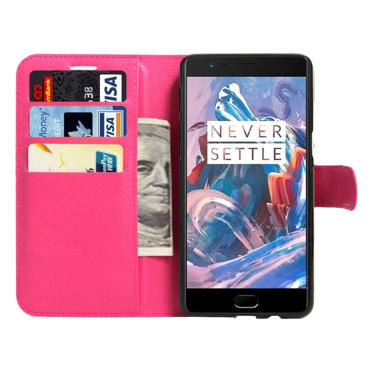 For OnePlus  3 & 3T Litchi Texture Horizontal Flip Leather Case with Magnetic Buckle & Holder & Card Slots & Wallet